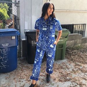 Nooworks X Eva Stalinski dog print coveralls